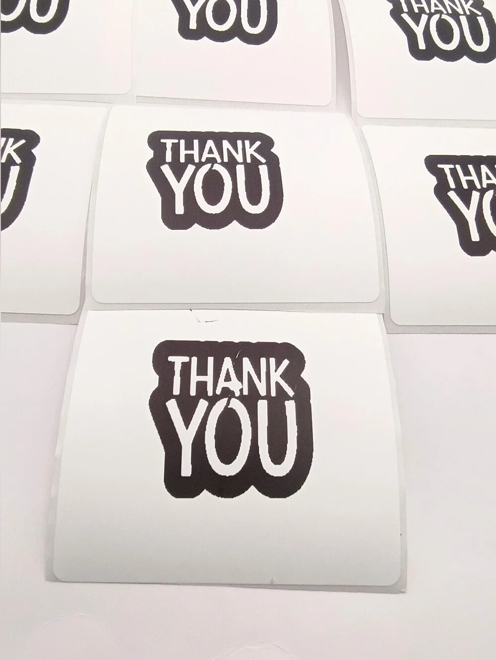 10 Black & White Thank You Stickers Packaging Labels